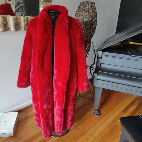 Banana Republic Jackets & Blazers - Banana Republic faux Red fur coat size XL